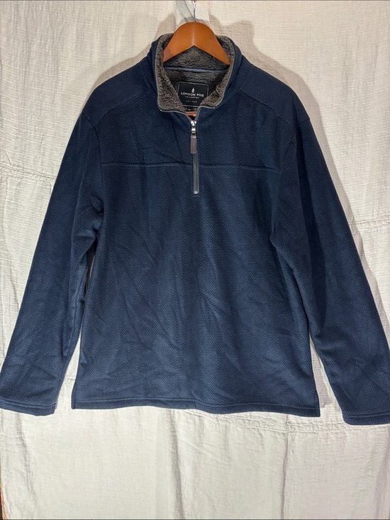 London Fog Other - London Fog Collection Men's XL Navy Quarter Zip Fleece Sherpa Pullover Like New